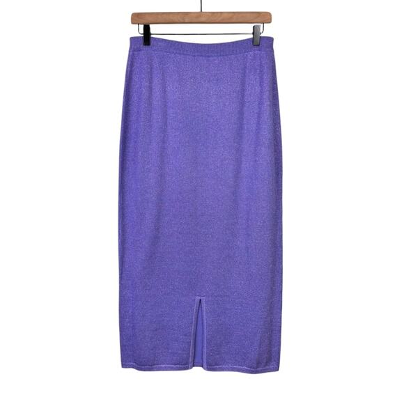 Draper’s & Damon's Purple Knit Metallic Sparkle 2 Piece Sweater Skirt Set - Picture 10 of 13